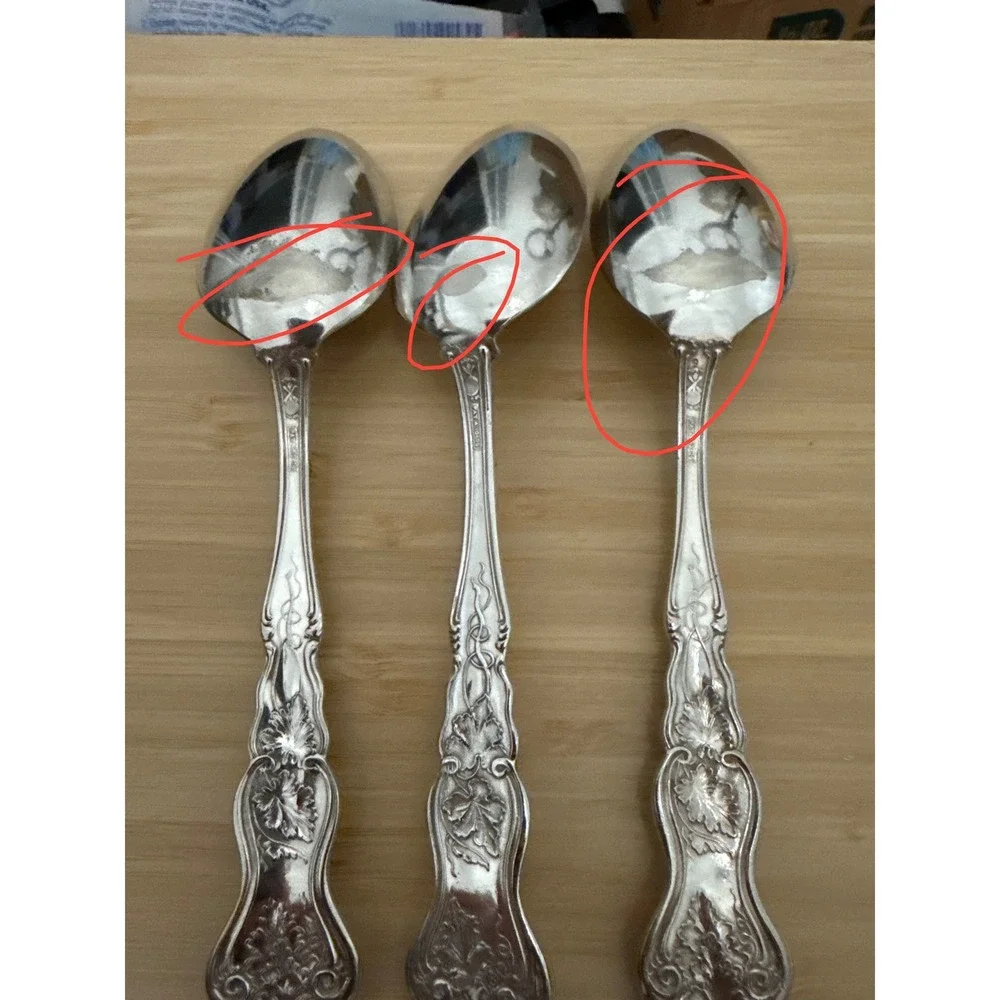Moselle 1904 Antique Silverplate Tablespoons Set 3 Floral‎ Grape Pattern